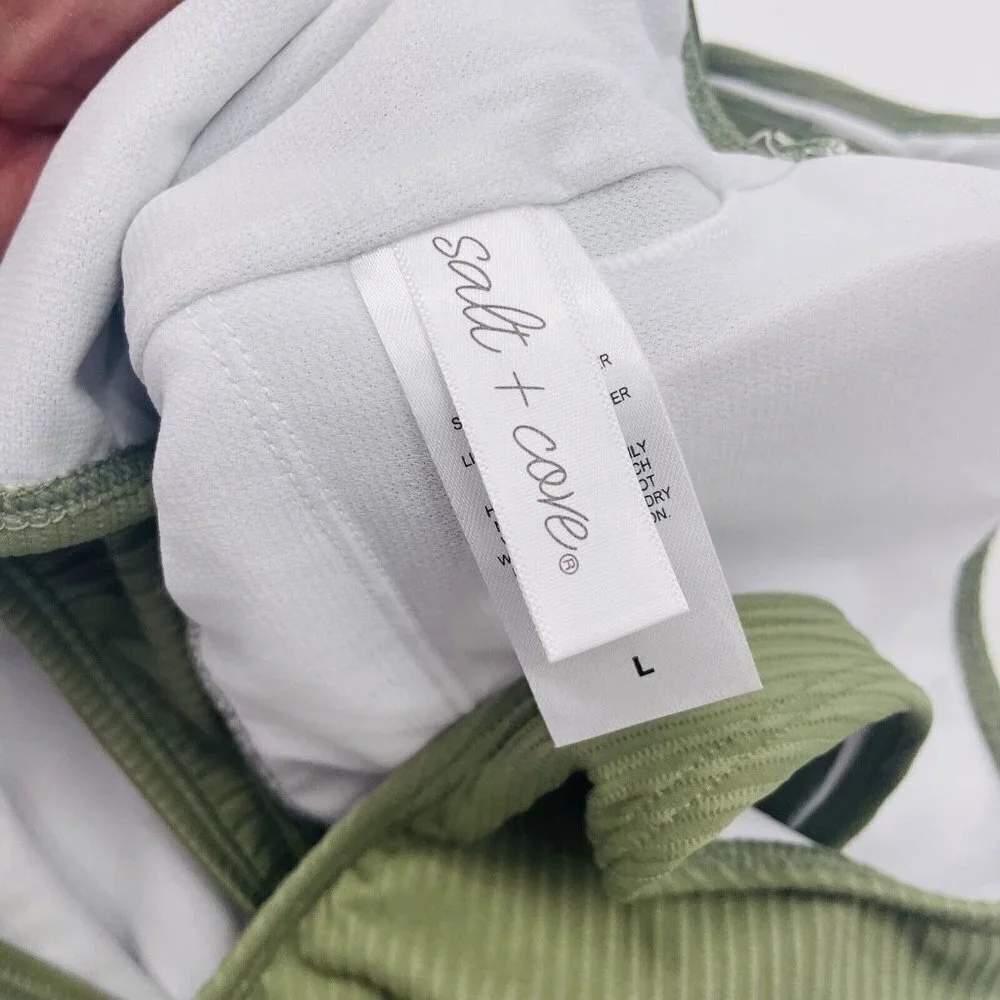 Salt‎ + Cove Juniors Size XL Ribbed Long-Line Bikini Top Swimsuit in Green 1967